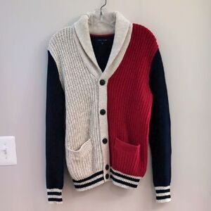 Tommy Hilfiger 90s Y2K Style Colorblock Shawl Cardigan with Pockets Sz S